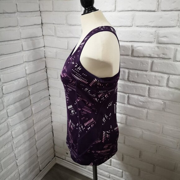 Tek Gear Ladies Size Large Racer Back Purple Pink White Pattern Athletic Top - Picture 4 of 6